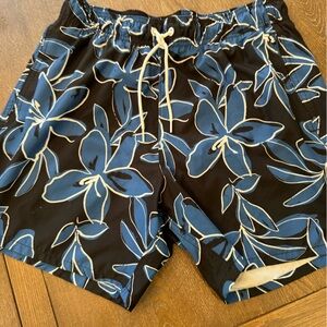 Hollister Black and Blue Floral Swim Trunks EUC